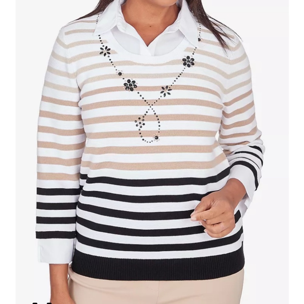 Alfred Dunner
Plus Size 3X Classic Ombre Stripe Two In One Sweater